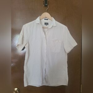 John Henry stripped short sleeve button down blouse. Size 12